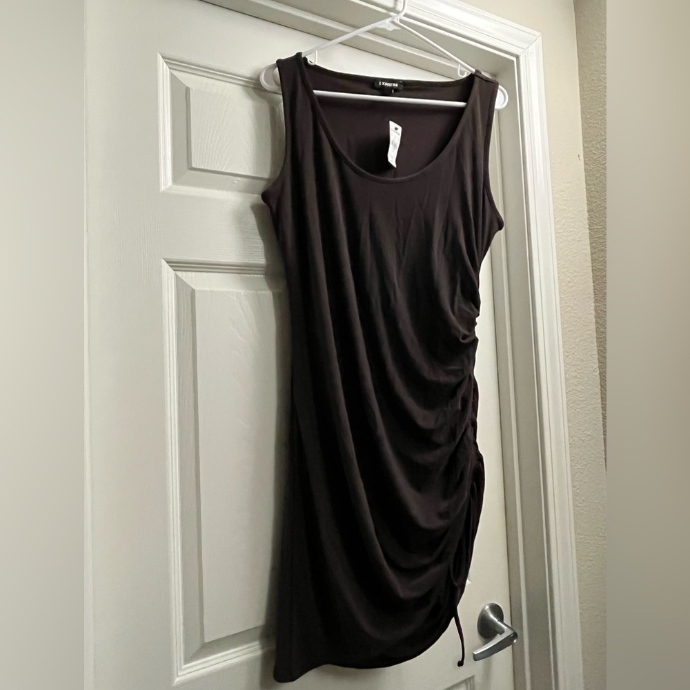 Ruched side tie mini dress. NWT.